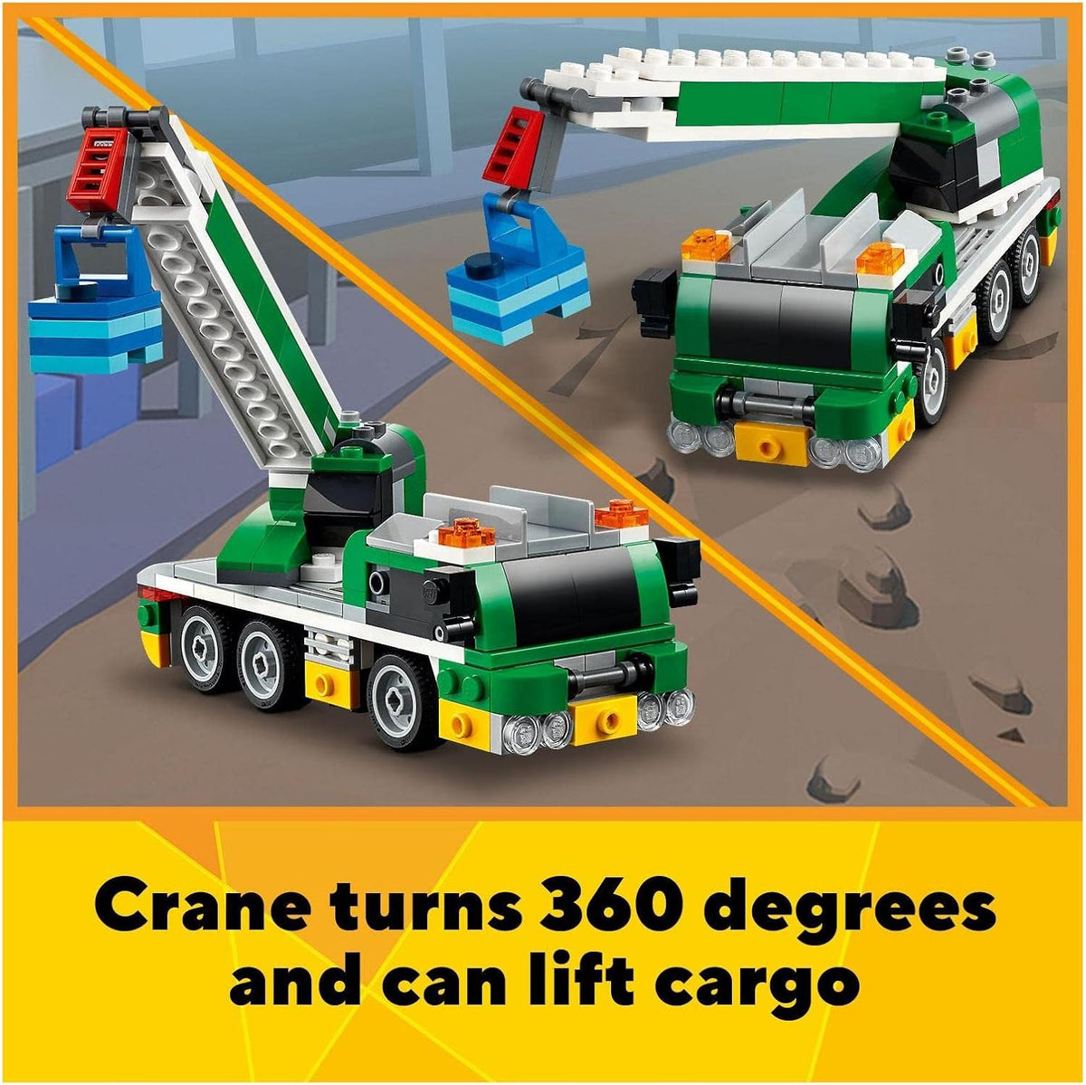 LEGO® Creator 3in1 Race Car Transporter 31113 Toy Truck and Trailer Building Kit;Car Transporter Toy;Crane Toy or Tugboat