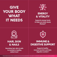 Multivitamin for Women 47in1 - B-Complex, Biotin, D3 & K2, Iron - 90 Caps | Womens Multivitamin - Whole Foods | Hair Growth Support | Digestion & Metabolism - Bioavailable & Gentle on Stomach - 1/Day