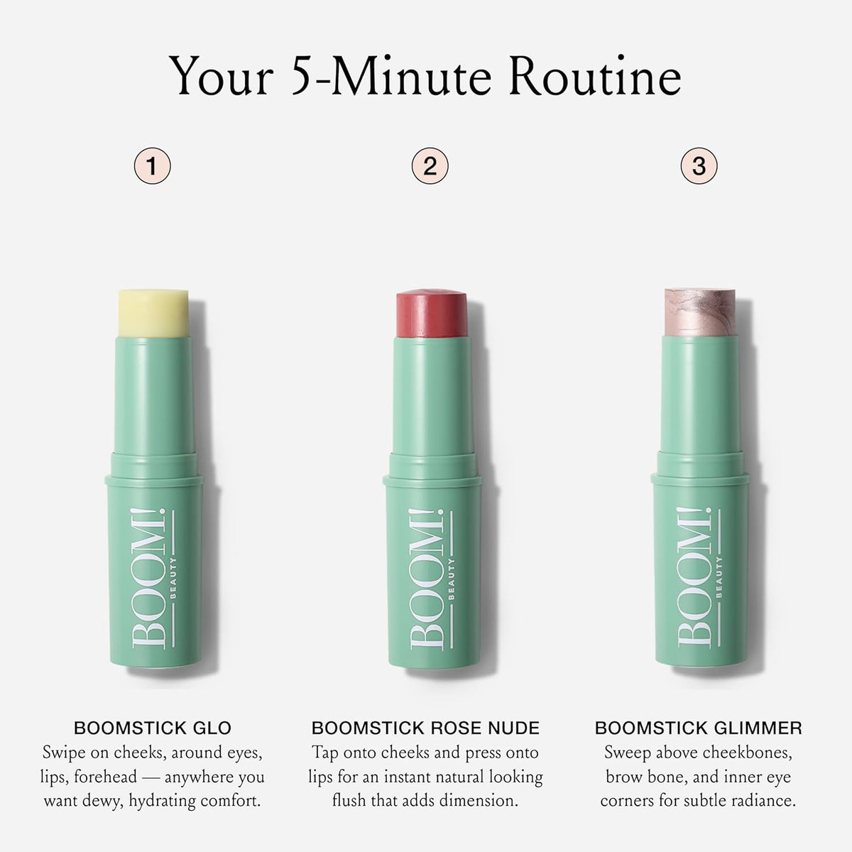 Boomstick Trio ® Rose Nude 3 Pack Cream Blush Makeup - Rose Nude Blush Stick