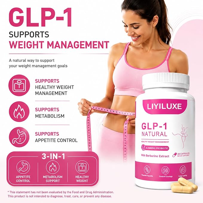 GLP-1 Natural Probiotics Supplement with Akkermansia & Berberine HCI, Metabolism, Appetite and Energy Support