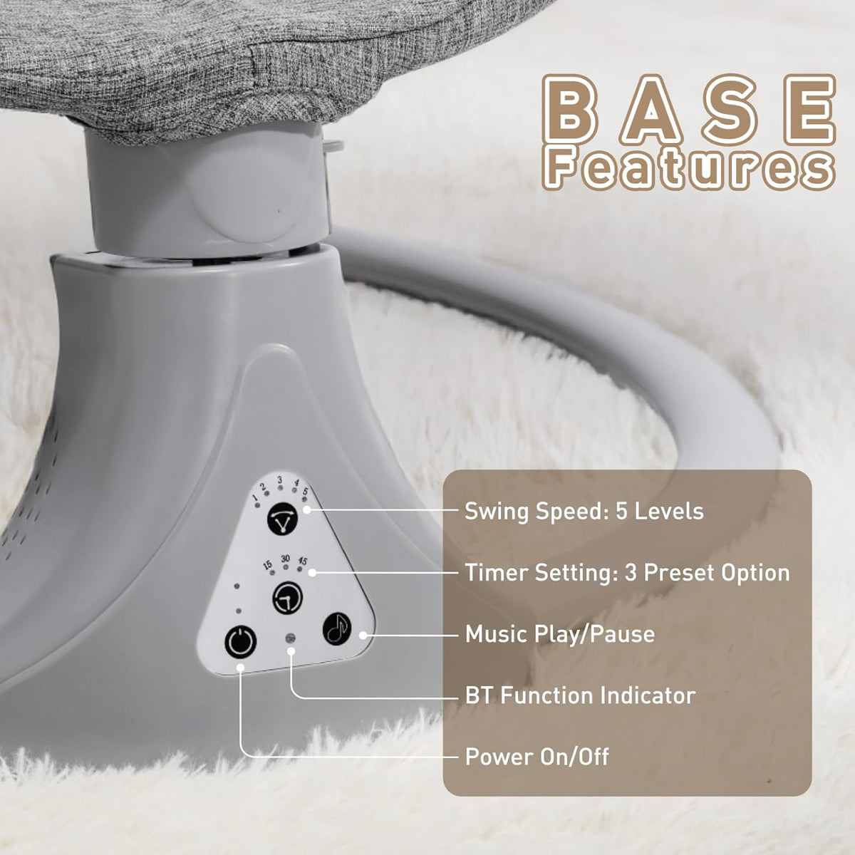 Baby Swing with Bluetooth Remote Control | Baby Swing Chair 5 Levels