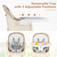 INFANS 8 in 1 Baby High Chair, Convertible Highchair for Babies and Toddlers(Light Brown)