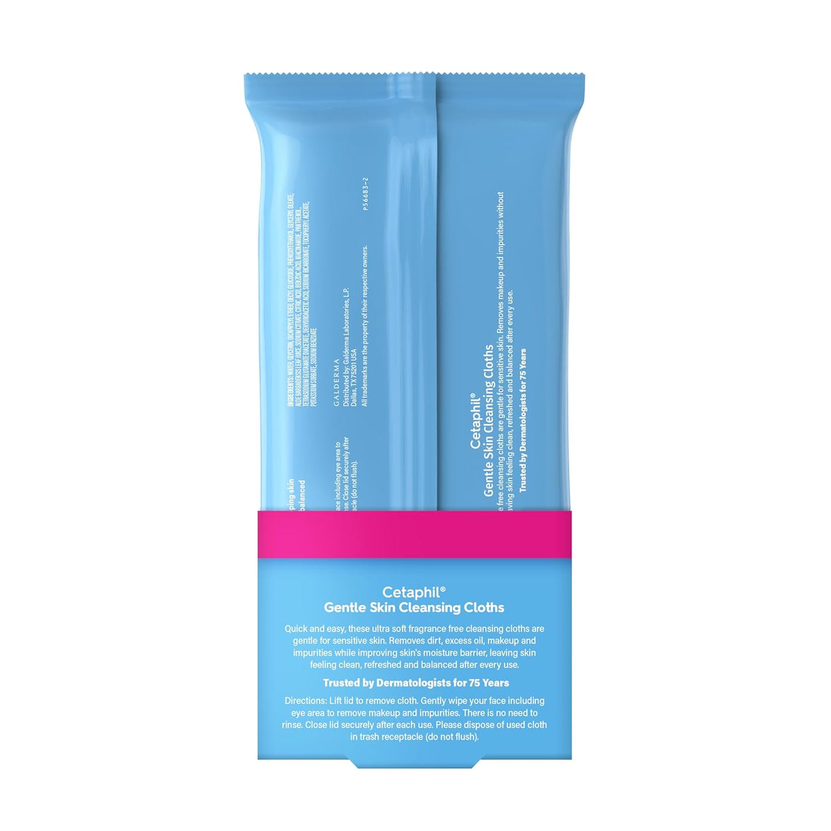 Cetaphil Cleansing Face & Body Wipes, Fragrance Free, 50ct, 2-Pack | Twin Pack, Hypoallergenic