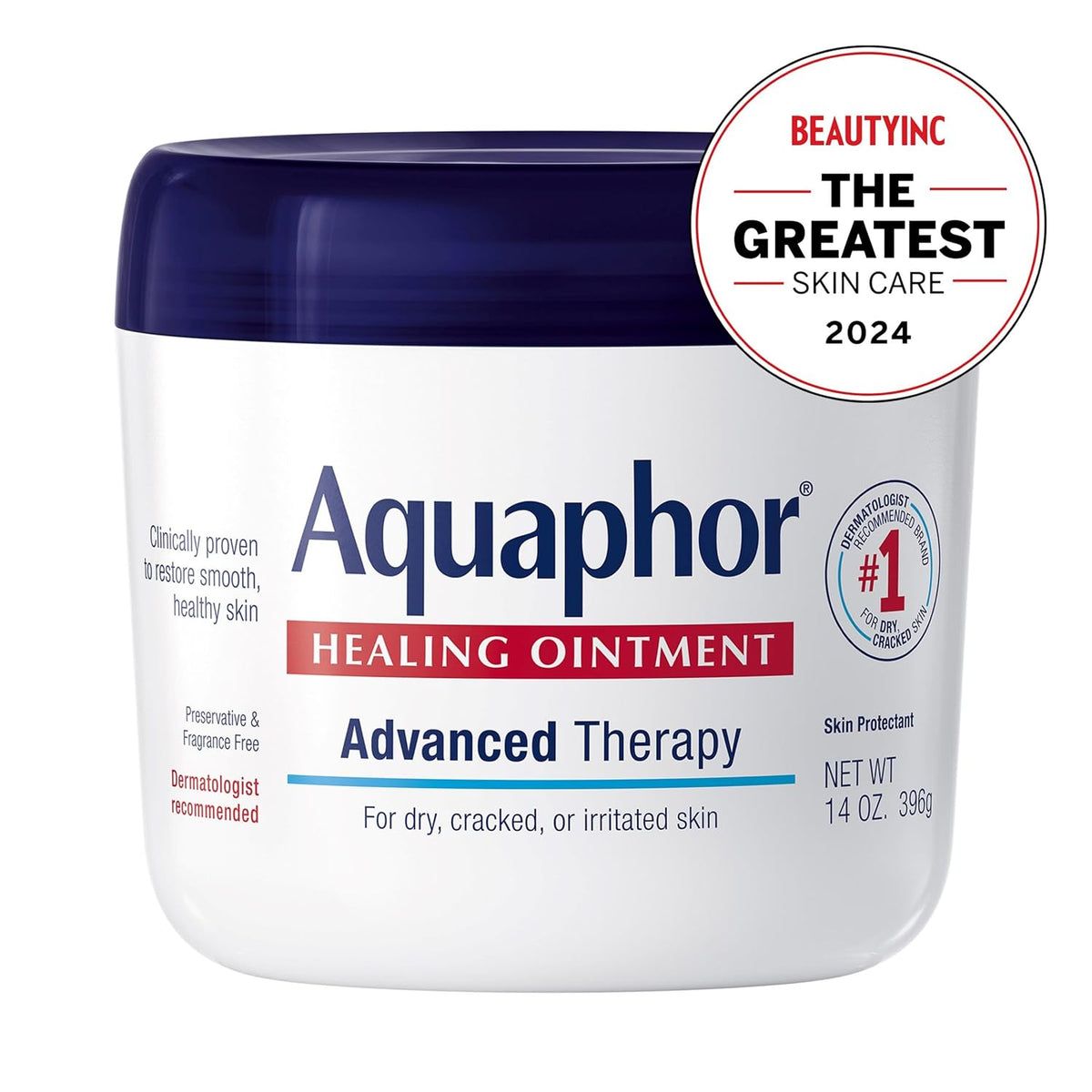 Aquaphor Healing Ointment, Advanced Therapy Skin Protectant, Multi-Purpose Healing Ointment and Body Moisturizer, Holiday Gifts for Self Care, 14 Oz Jar