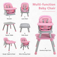 INFANS 8 in 1 Baby High Chair, Convertible Highchair for Babies and Toddlers (Pink)