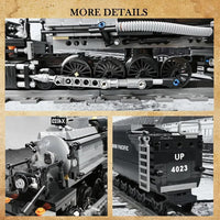 Ruikytech Big Boy Steam Train Building Block Toy, Articulated Train Display Model Set with Tracks, 1608 Pieces, Black, Classic Style, Adult