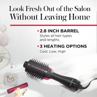 REVLON One-Step Volumizer Hair Dryer and Styler, for Less Frizz, More Shine, and Reduced Heat Damage for Salon Style Round Brush for Blowout, Black
