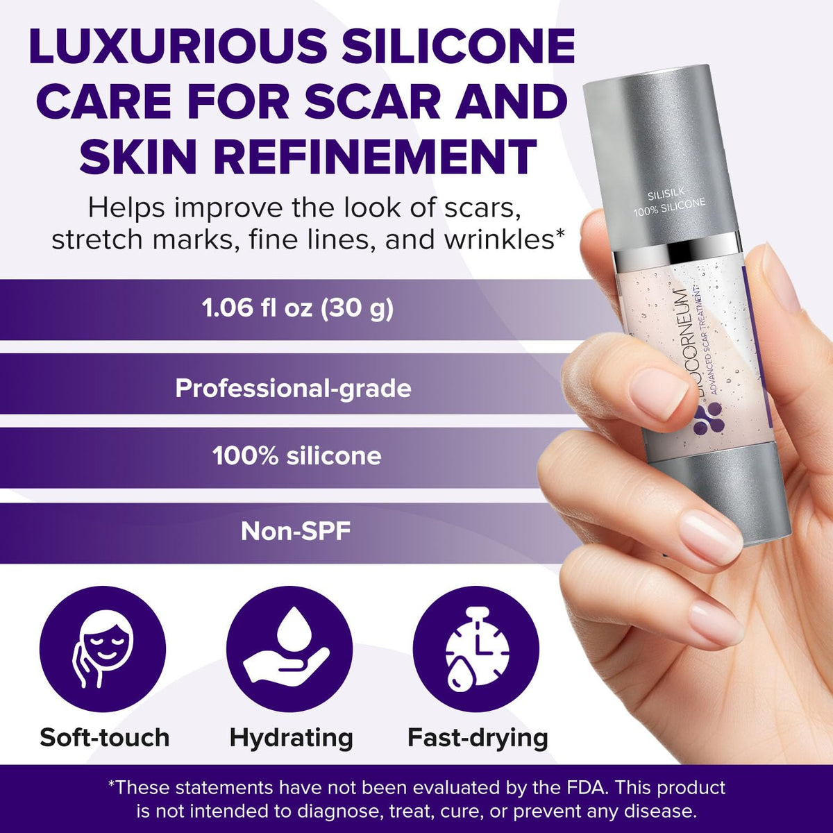 Biocorneum Silisilk 100% Silicone Scar Gel, Non-SPF Gel for Scar Care, 30g