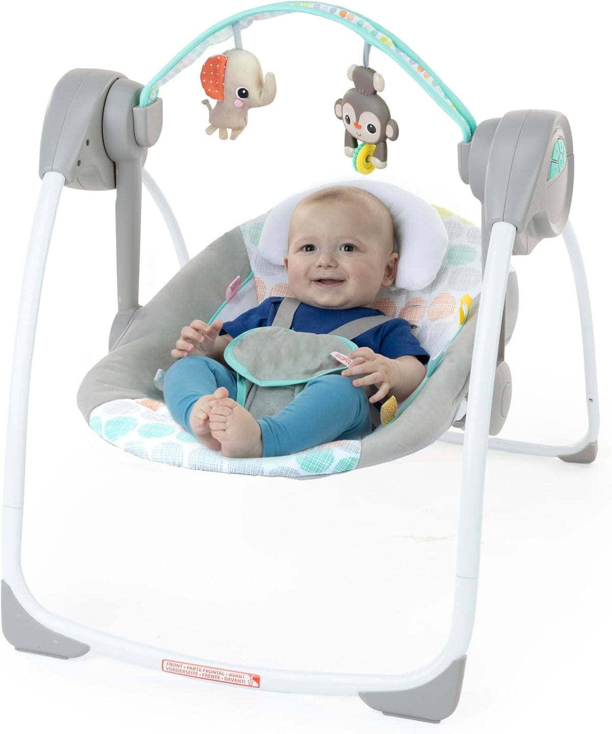 Bright Starts, Whimsical Wild Portable Compact Automatic Baby Swing with Music
