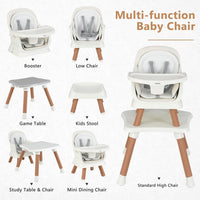 INFANS 8 in 1 Baby High Chair, Convertible Highchair for Babies and Toddlers (White)