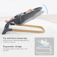 Baby Bouncer, Portable Bouncer Seat for Babies, Infants Bouncy Seat with Wood Grain Base, Natural Vibrations (Grey)