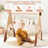 Promise Babe Wooden Rocket Baby Gym Infant Activity Gym with 5 Detachable Toys, (Rocket)