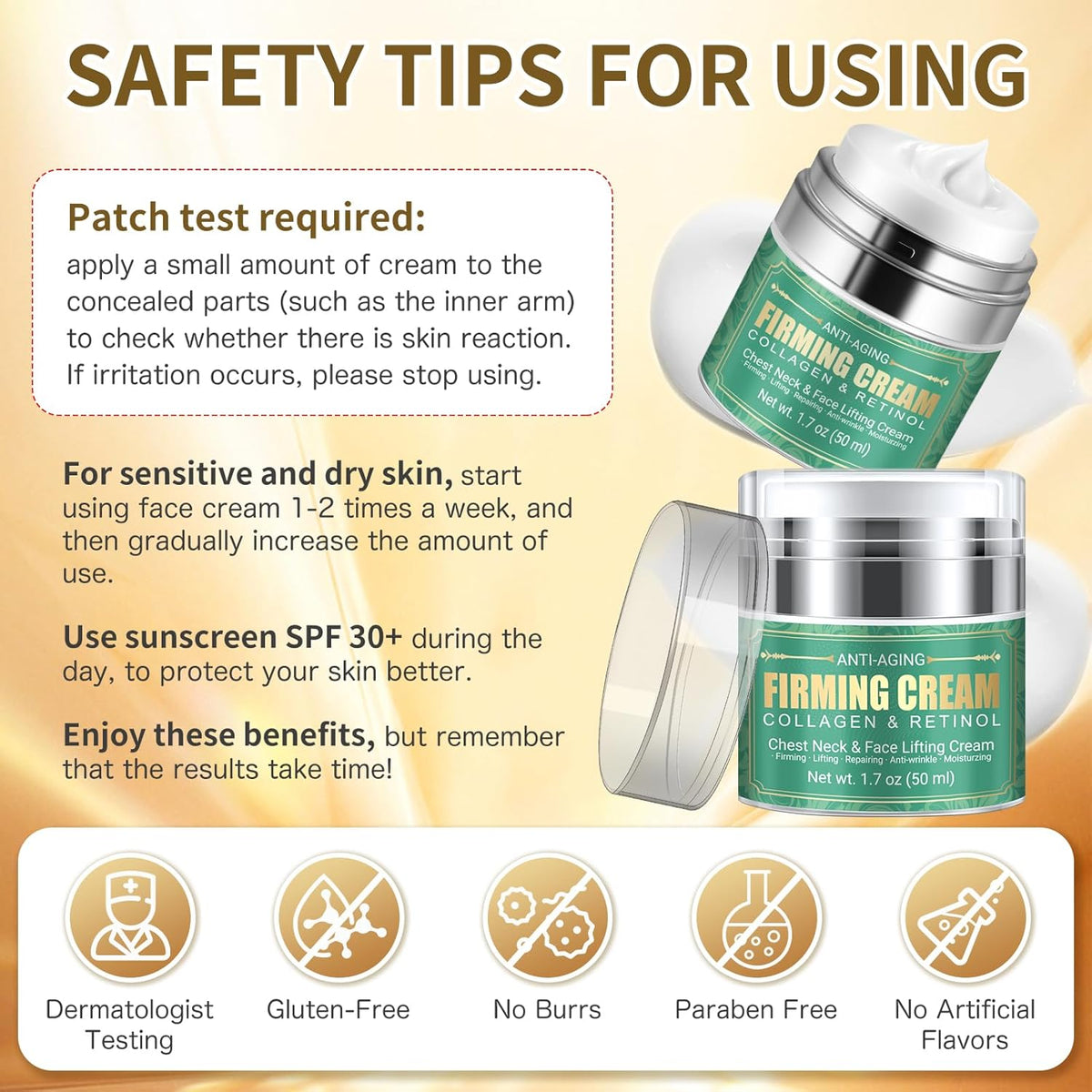 Anti Aging Firming Neck Cream - Face Moisturizer Retinol Cream Anti Wrinkle Neck Collagen Cream, Chest Neck & Face Lifting Cream|Repairing|Moisturzing Skin Care for Men & Women(1.7 OZ)