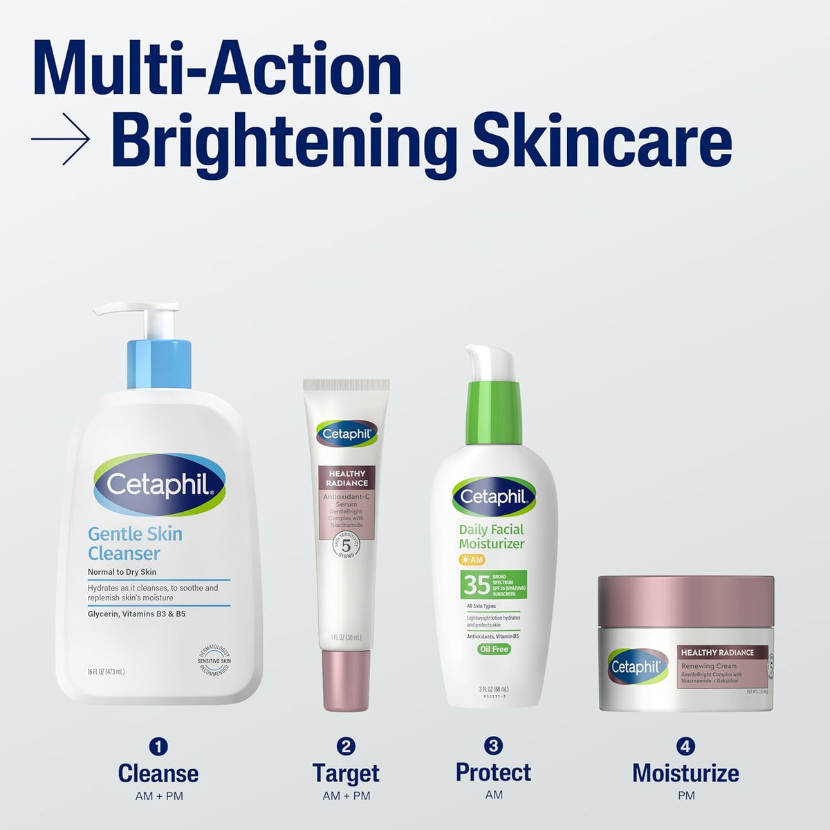 Cetaphil Face Cream,Reduces Look of Dark Spots, Brightening Lotion, Designed for Sensitive Skin, Hypoallergenic, Fragrance Free, 1.7oz