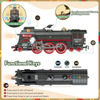 Remote Control Train Set for Kids 3+, Electric Train with Smoke & Lights
