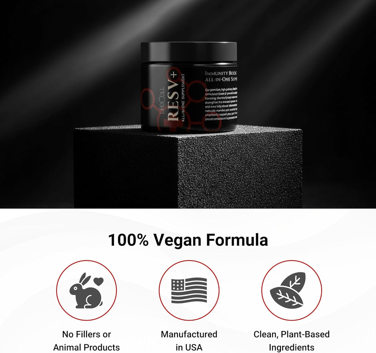 LifeCell ResV+ All-in-One Immunity Supplement – Resveratrol, Vitamin C, and D – Supports Healthy Aging, Skin Hydration, Joint and Heart Health – 100% Vegan – 60 Capsules – 30-Day Supply