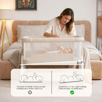 3-in-1 Baby Bassinet, Bedside Crib Breathable Mesh Design for Newborn & Nursery, 4D Air Fiber Mattress Sleeper with Height Adjustable, Storage Basket & Lockable Castors