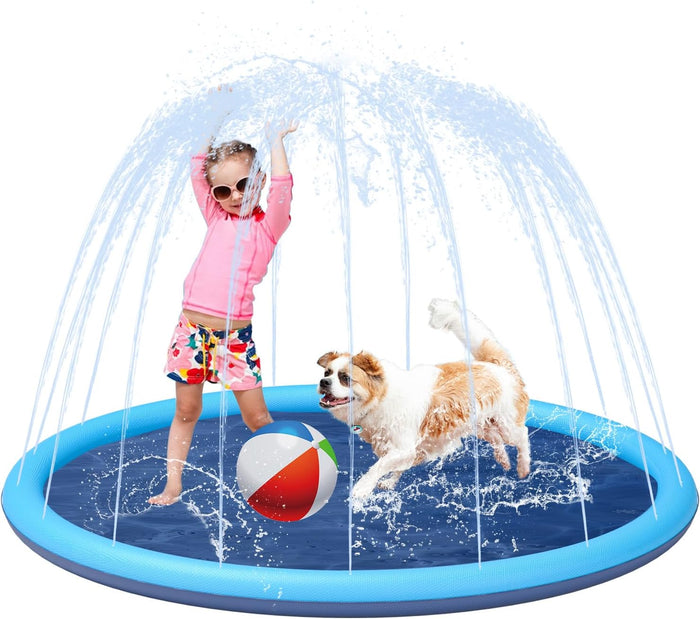 YSJILIDE Splash Pad for Kids and Dog, Non-Slip Large Sprinkler Splash Play Mat, 59"