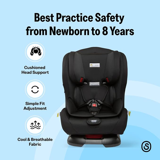 InfaSecure Legacy Convertible Car Seat, 0 to 8 Years, 3-in-1, Black