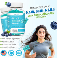 2 Pack Biotin Gummies with Collagen & Keratin for Hair Skin Nails- Women Men, Kids - 120 gums