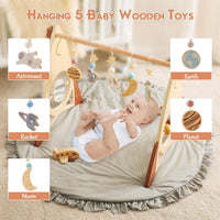 Promise Babe Wooden Rocket Baby Gym Infant Activity Gym with 5 Detachable Toys, (Rocket)