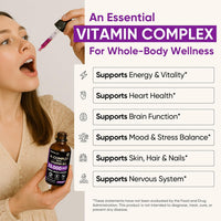 Venture Pal Vitamin B Complex Liquid Drops, B12 Methylcobalamin | B9 Folic | B1,B2,B3,B5,B6,B7 - Vitamin C, Choline, Inositol, Immune & Energy Metabolism, Brain & Heart Support