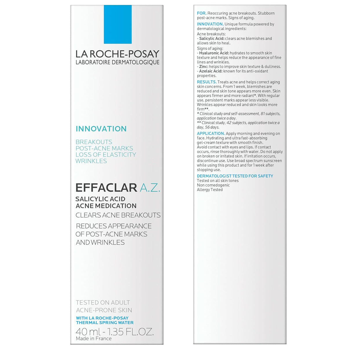 La Roche-Posay Effaclar A.Z. Acne Face Gel with Azelaic Acid, 1.35oz