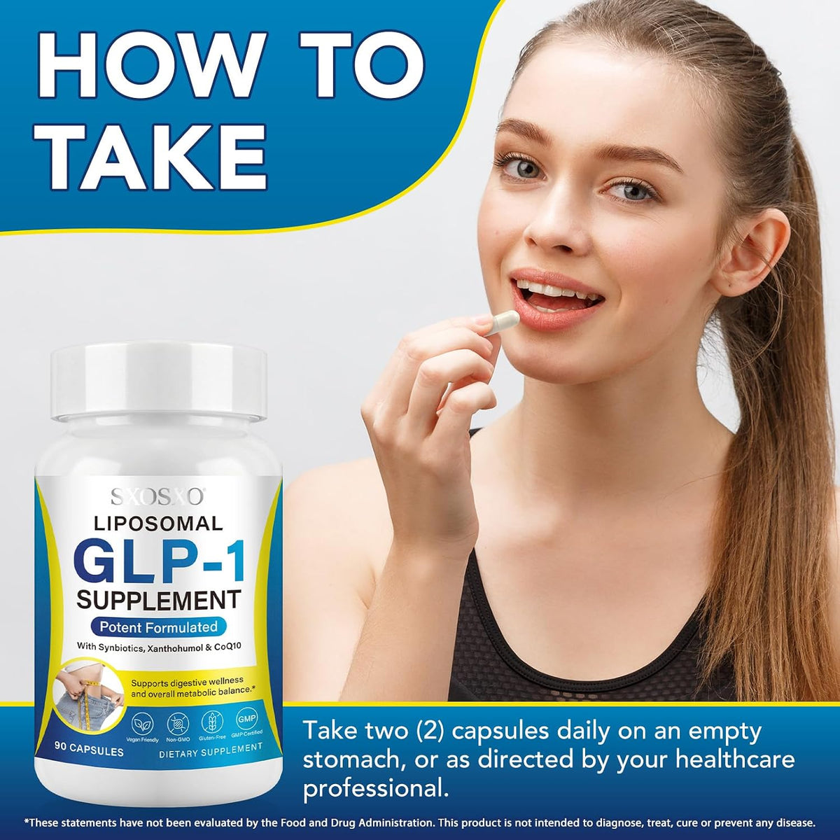 SXOSXO GLP-1 Supplement – Appetite Control Formula with Synbiotics - Prebiotic and Probiotic for Women & Men,90 Capsules