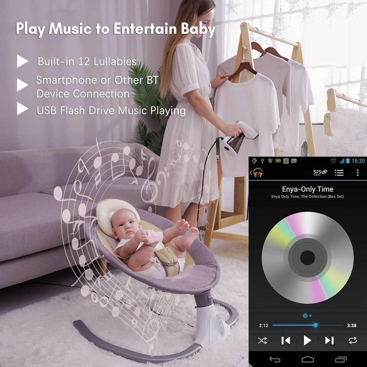 Baby Swing Chair Baby Swing and Bouncer - Electric Baby Bouncer Chair with Remote Control