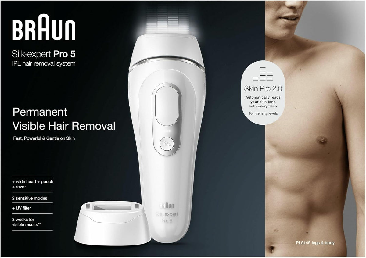 Braun IPL Silk·expert Pro 5 Home Hair Removal with Storage Bag, Gillette Razor, 2 Attachments, PL5145 Visit the Braun Store