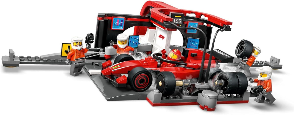 LEGO City F1 Pit Stop & Pit Crew with Ferrari Car Toy for 6+ Year Old