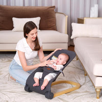 Portable Baby Rocker with Adjustable Backrest & One-Touch Folding Design,Grey