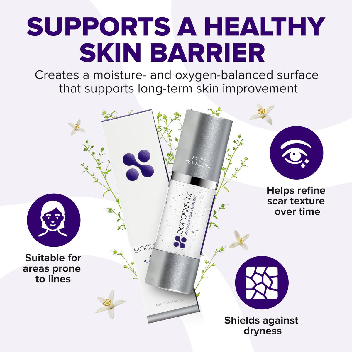 Biocorneum Silisilk 100% Silicone Scar Gel, Non-SPF Gel for Scar Care, 30g