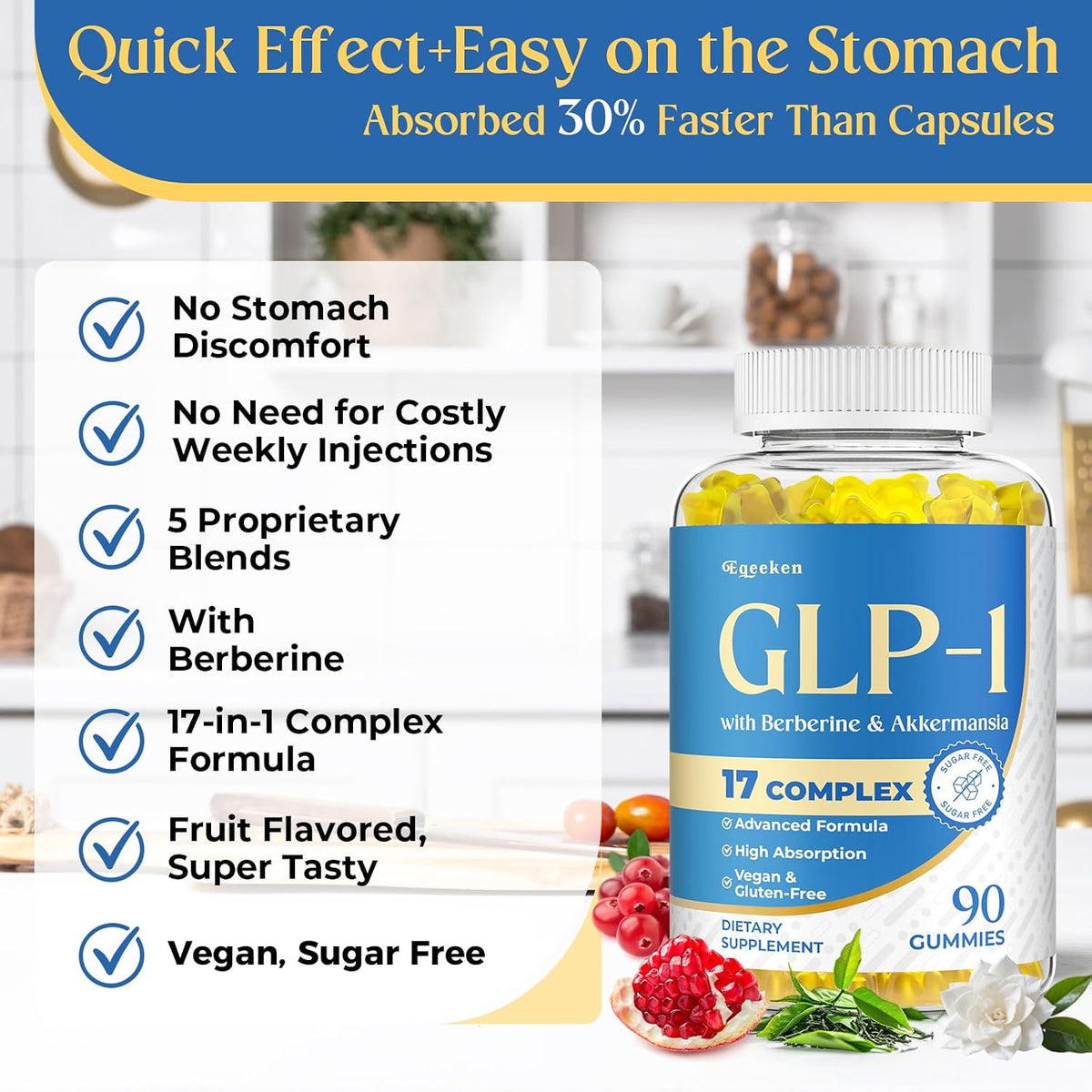 GLP-1, GLP-1 Supplement for Women & Men with Berberine, Akkermansia