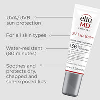 EltaMD UV Lip Balm Sunscreen, Moisturizes and Protects Dry Cracked Lips, Water Resistant up to 80 Minutes, Transparent Zinc Oxide Sunscreen