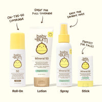 Baby Bum SPF 50 Sunscreen Spray - Mineral UVA/UVB Face and Body Protection for Sensitive Skin - Fragrance Free - Travel Size - 3 oz