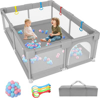 Baby Playpen 180 x 150CM, Extra Large Baby Play Pen for Babies and Toddlers, Baby Fence Play Pens Indoor & Outdoor Activity Center with Ocean Balls and Pull Rings