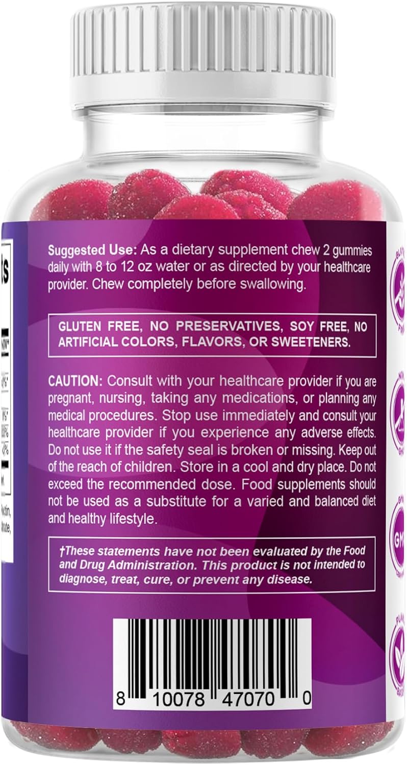 Vitamatic Biotin Gummies 10,000 mcg for Stronger Hair, Skin & Nails - 60 Vegan Gummies - Also Called Vitamin B7 (3 Bottles)