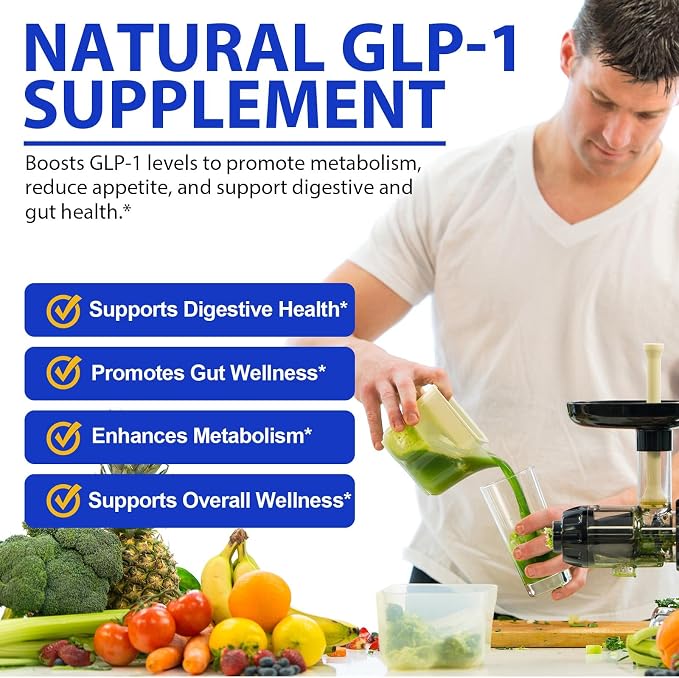 GLP-1 Supplement for Women & Men, 43-in-1 Natural Complex to Boost GLP-1 Levels, Support Appetite Control, Satiety, Metabolism & Digestive Health, Probiotic Nutritional Supplements - 60 Capsules
