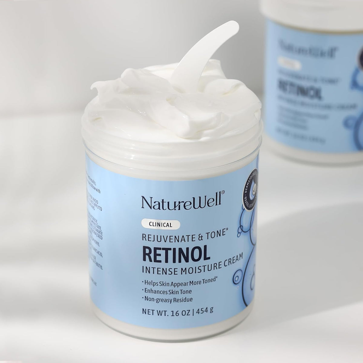 NATURE WELL Clinical Retinol Advanced Moisture Cream for Face, Body, & Hands, Anti Aging, Targets Discoloration, Wrinkles, Sun Damage, Crepey, & Sagging Skin, 16 Oz