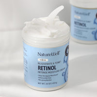 NATURE WELL Clinical Retinol Advanced Moisture Cream for Face, Body, & Hands, Anti Aging, Targets Discoloration, Wrinkles, Sun Damage, Crepey, & Sagging Skin, 16 Oz