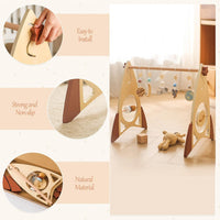Promise Babe Wooden Rocket Baby Gym Infant Activity Gym with 5 Detachable Toys, (Rocket)