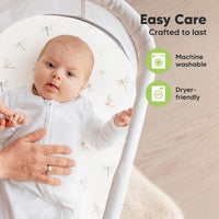 2-Pack Organic Bassinet Sheets for Girls, Boys - 100% Cotton Bassinet Mattress Sheets(Meadow)