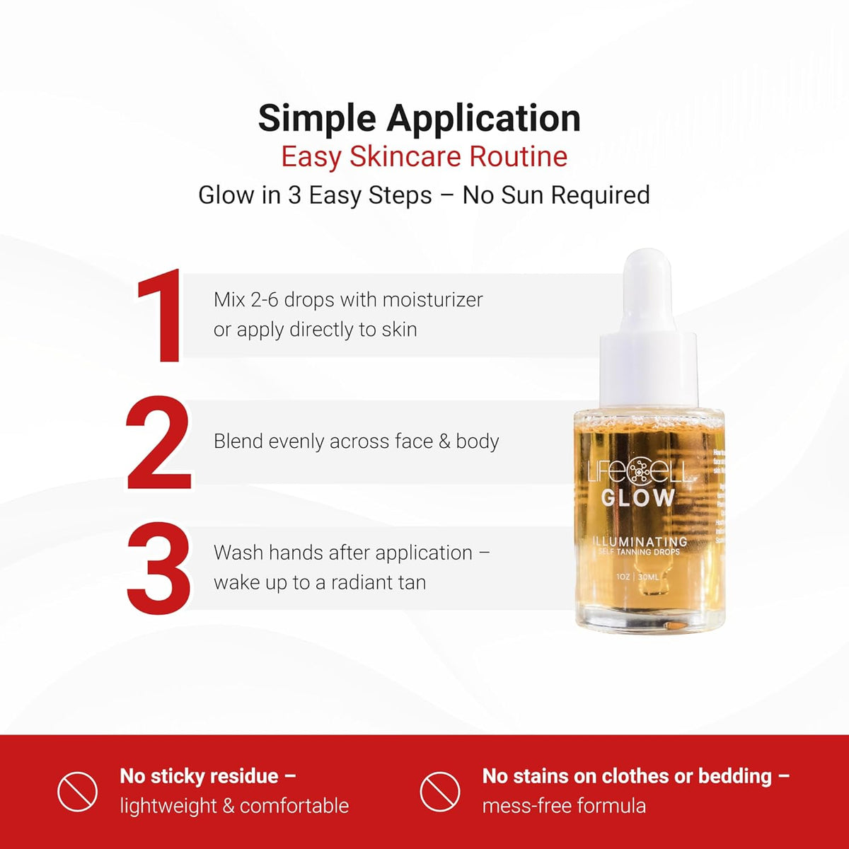 LifeCell Glow Self-Tanning Drops for Face & Body, DHA & Squalane ...