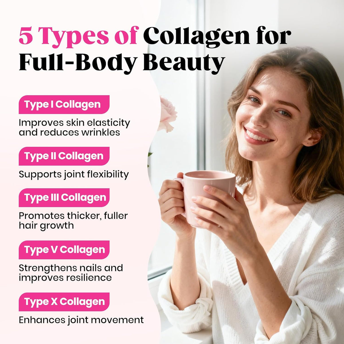 Venture Pal Multi Collagen Protein Powder Type I, II, III, V, X - Hydrolyzed Collagen Peptides MSM + GC & Vitamin C Collagen Supplement for Women & Men | Joint, Hair, Skin & Nail Support | Non-GMO