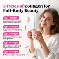Venture Pal Multi Collagen Protein Powder Type I, II, III, V, X - Hydrolyzed Collagen Peptides MSM + GC & Vitamin C Collagen Supplement for Women & Men | Joint, Hair, Skin & Nail Support | Non-GMO