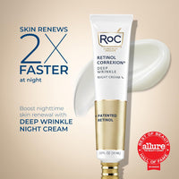 RoC Retinol Correxion Deep Wrinkle Anti-Aging Night Cream, Daily Face Moisturizer with Shea Butter, Glycolic Acid and Squalane, Skin Care Treatment, 1 Ounces (Packaging May Vary)