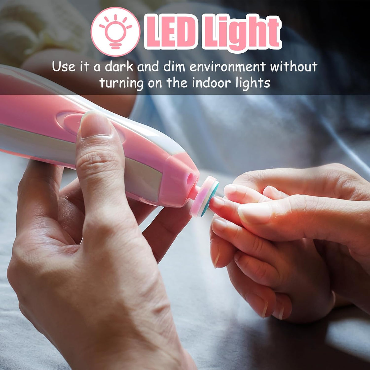 Electric Nail File Drill for Baby No Sharp Claws Hurt, 18 in 1 Safety Cutter Trimmer Clipper for Toes and Fingers (Pink Upgrade)