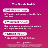 OLLY Hair Skin and Nails Gummies - Undeniable Beauty with Biotin 2500mcg Per 2 Gummies, Keratin & Vitamin C - Supports Healthy Hair, Skin, & Nails - Grapefruit Flavor - 60 Count