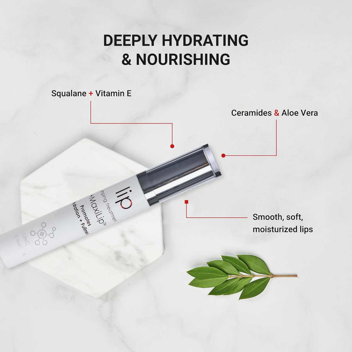 LifeCell Lip Plumping Treatment – Glossy Balm with MaxiLip Peptides for Fuller